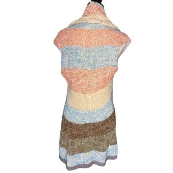 CAbi Line Up Multi Striped Knit Circle Vest Shrug Cardigan Sweater Wm’s Sz Small - Picture 3 of 5